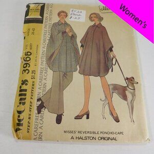 McCalls 3966 Sewing Pattern Poncho -Cape Large 38-40 UNCUT Vintage